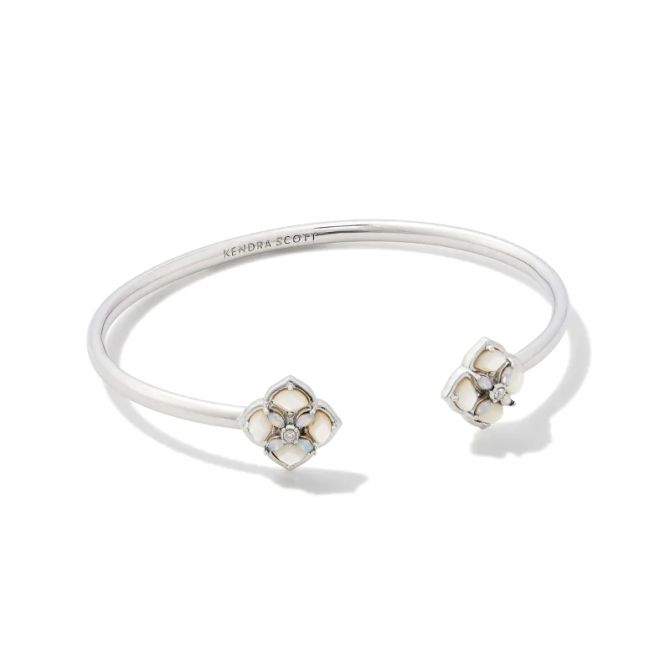 Kendra Scott Silver Tone Stone Cuff Bracelet in Ivory Mix