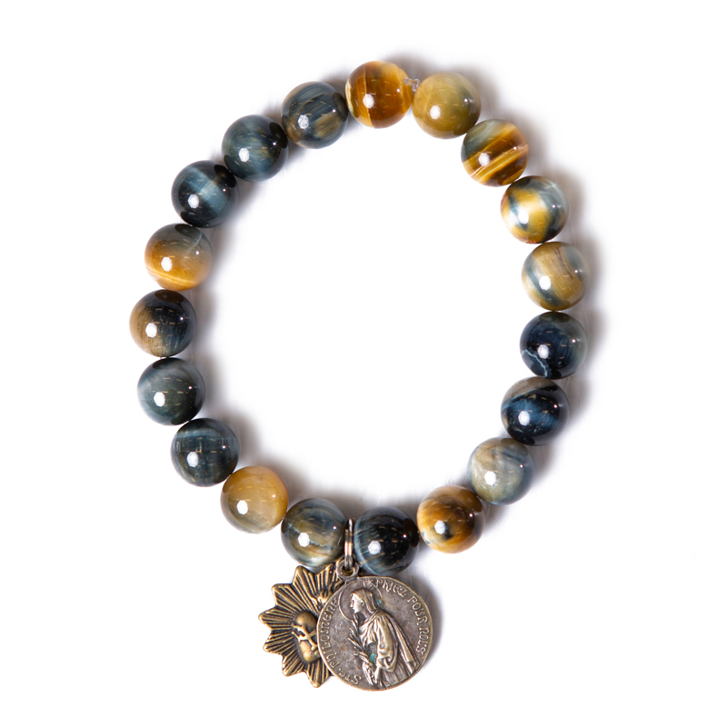 10mm Blue Tiger Eye Beaded Bracelet | B-10MM BLUE TIGER EYE | Borsheims