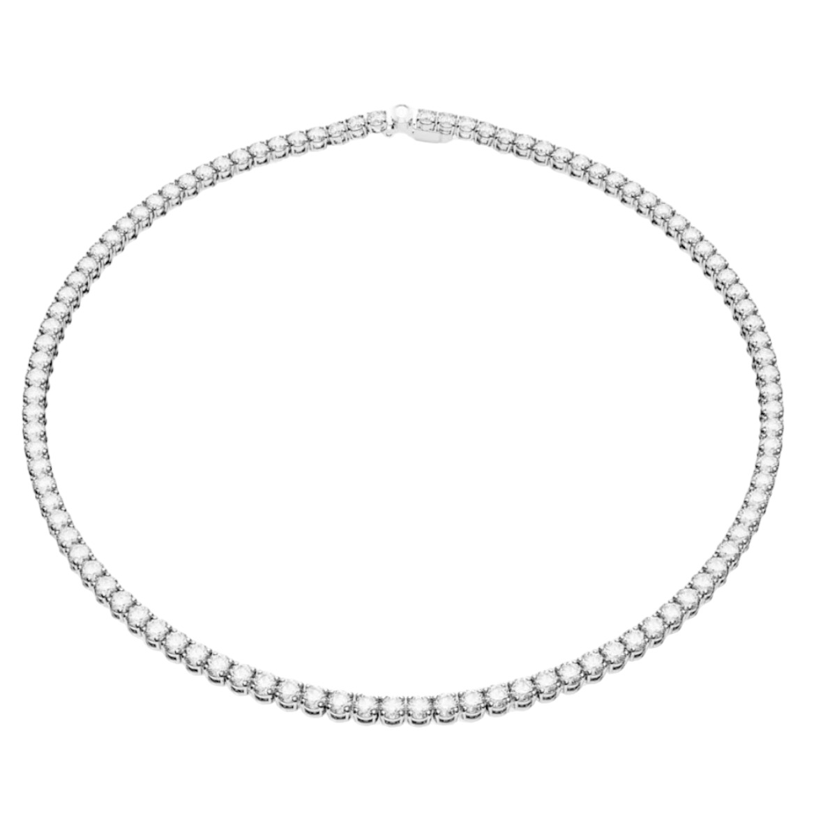 Swarovski Matrix Round Cut Tennis Necklace, White and Rhodium Plated