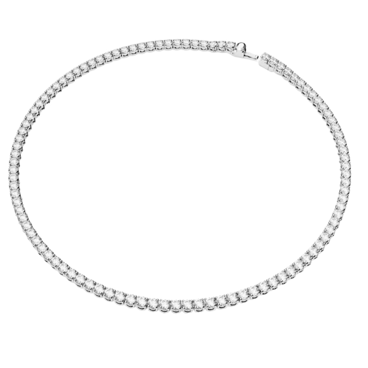 Swarovski Matrix Round Cut Tennis Necklace, White and Rhodium Plated