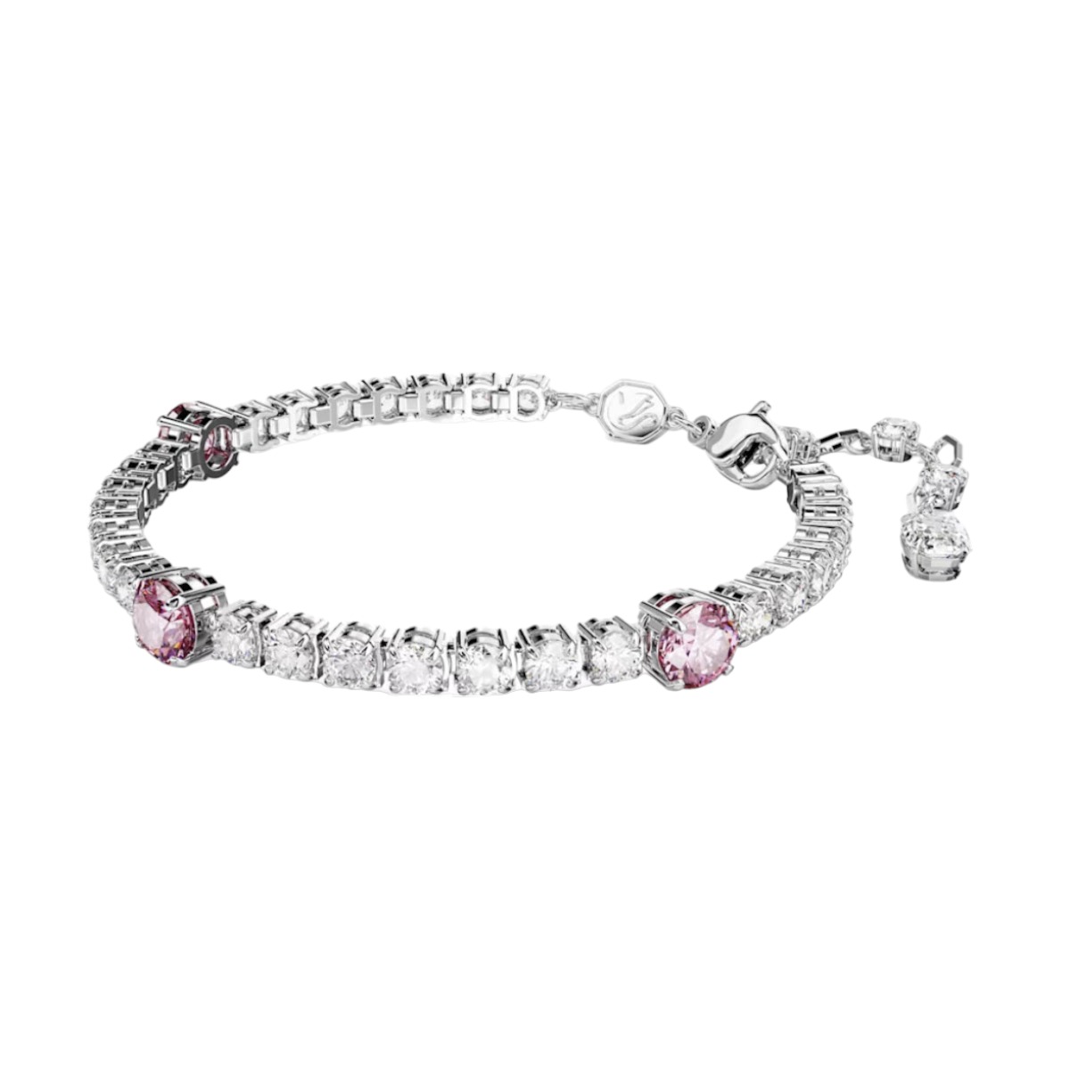 Swarovski Matrix Mixed Cuts Tennis Bracelet, Pink and Rhodium Plated