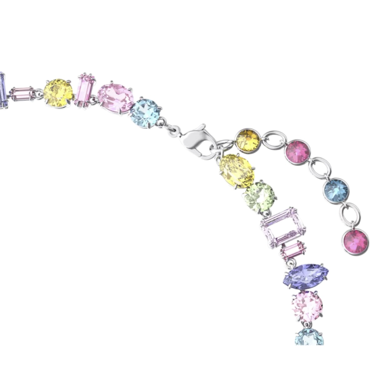 Swarovski Gema Mixed Cuts Necklace, Multicolored and Rhodium Plated