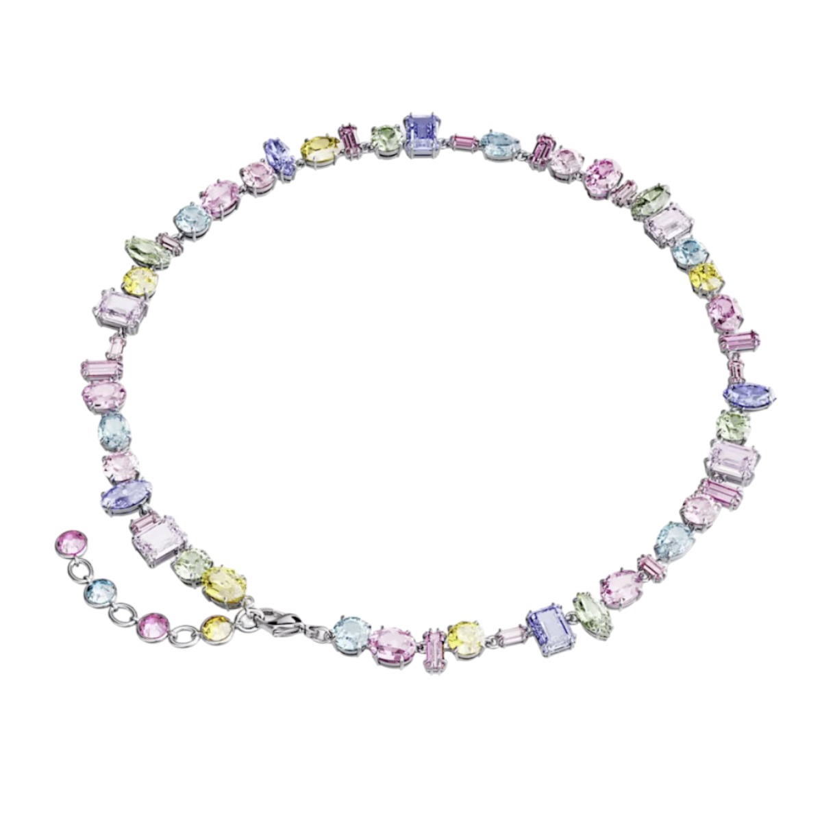Swarovski Gema Mixed Cuts Necklace, Multicolored and Rhodium Plated