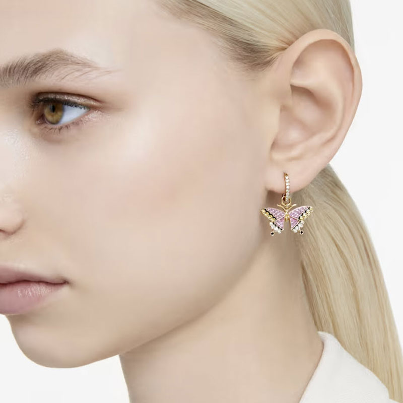 Swarovski Idyllia Butterfly Drop Earrings, Multicolored and Gold-Tone Plated