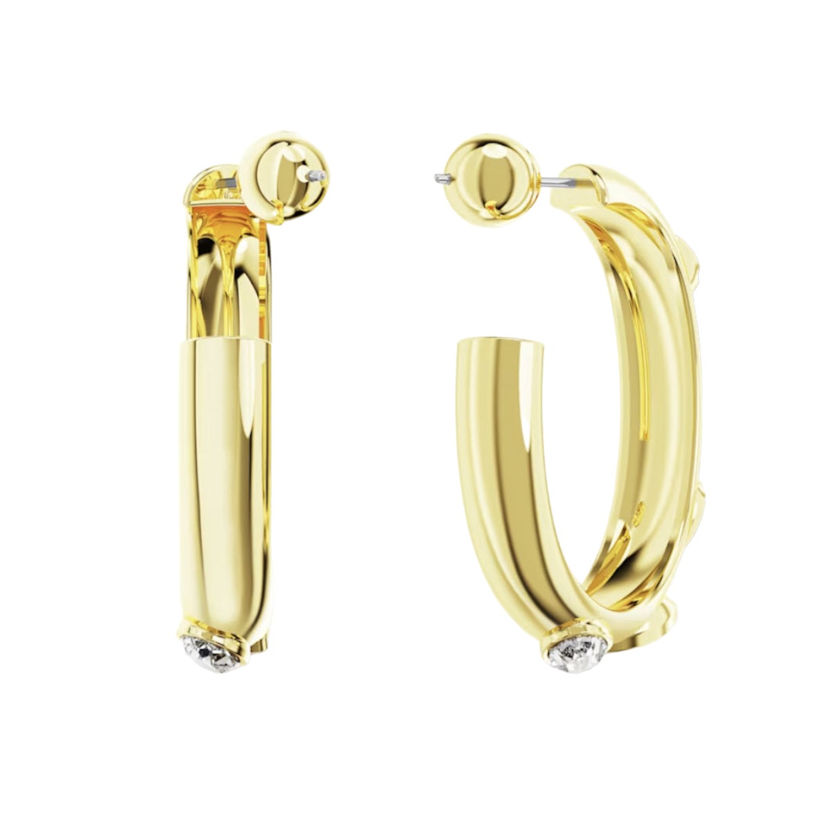 Swarovski Dextera Mixed Cuts Hoop Earrings, White and Gold Tone Plated