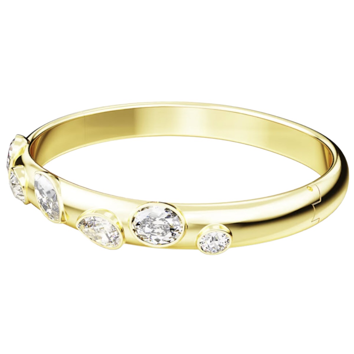 Swarovski Dextera Mixed Cuts White and Gold Tone Plated Bangle, Medium