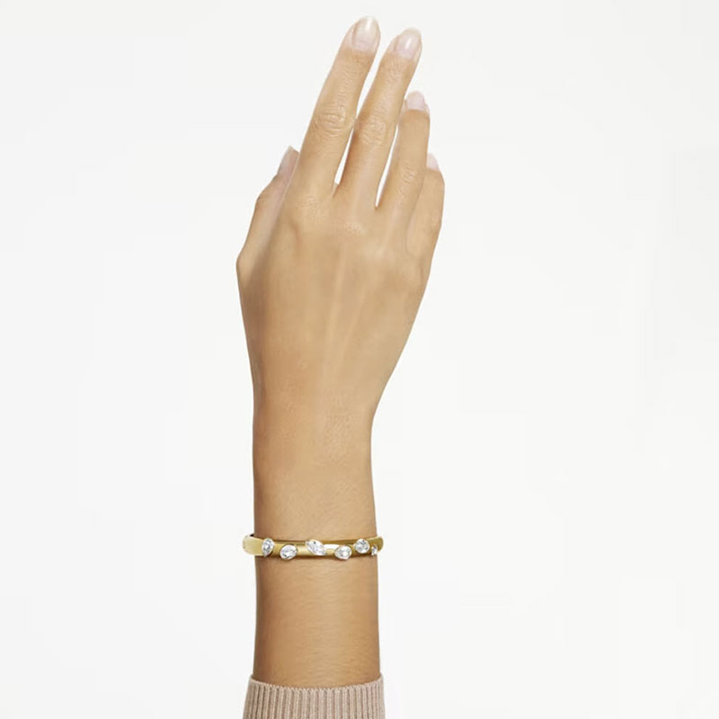 Swarovski Dextera Mixed Cuts White and Gold Tone Plated Bangle, Medium