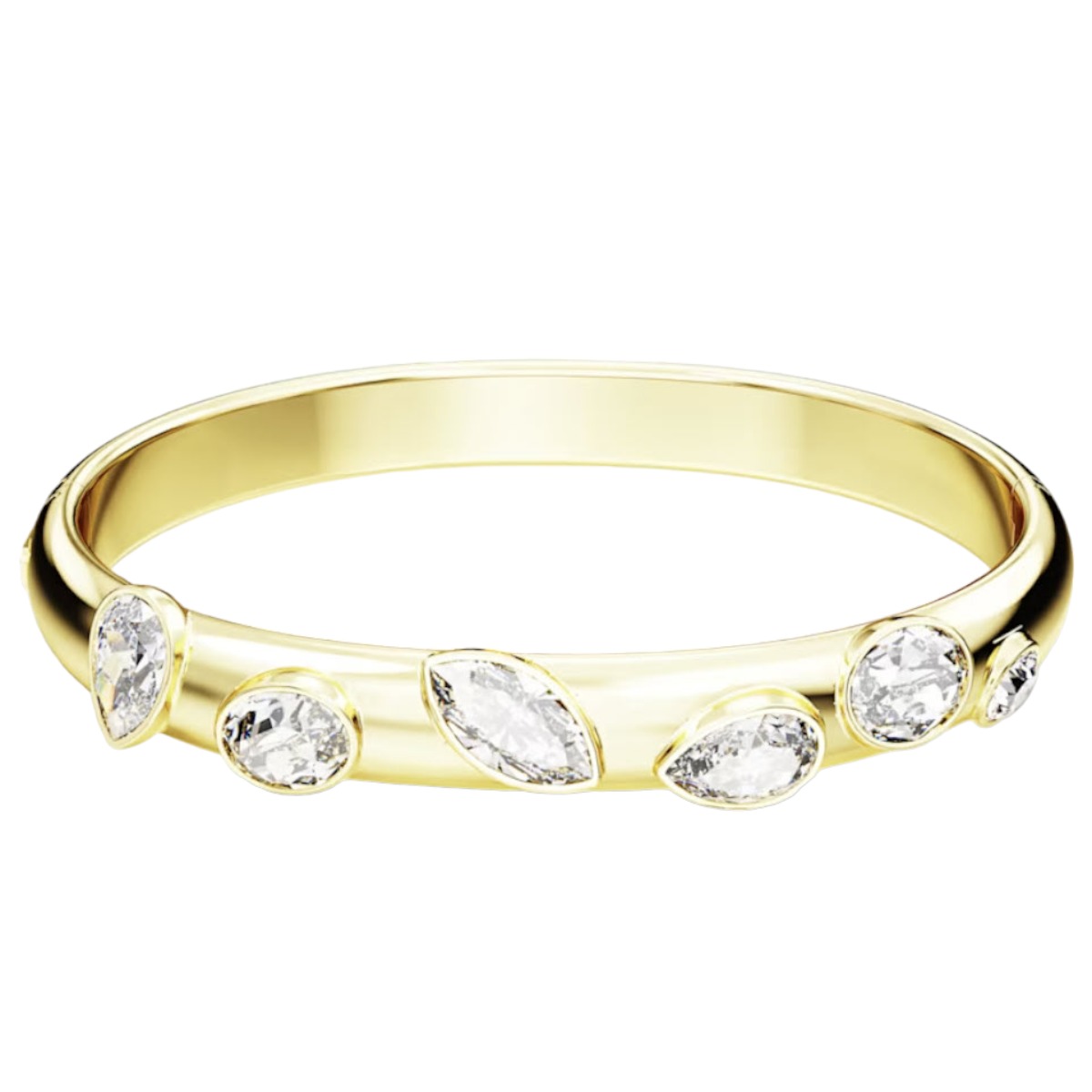 Swarovski Dextera Mixed Cuts White and Gold Tone Plated Bangle, Large Swarovski Dextera Mixed Cuts White and Gold Tone Plated Bangle, Large