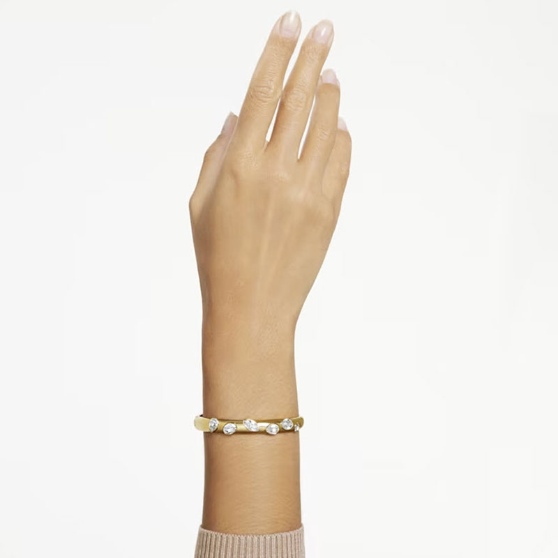 Swarovski Dextera Mixed Cuts White and Gold Tone Plated Bangle, Large
