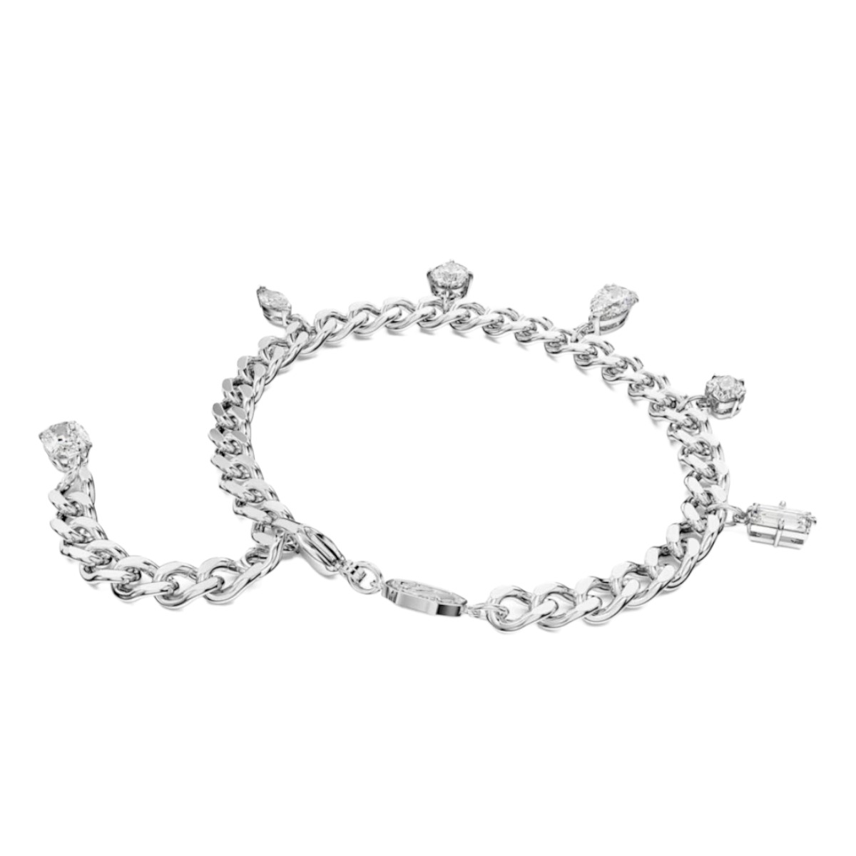 Swarovski Dextera Drop Mixed Cuts Bracelet, White and Rhodium Plated