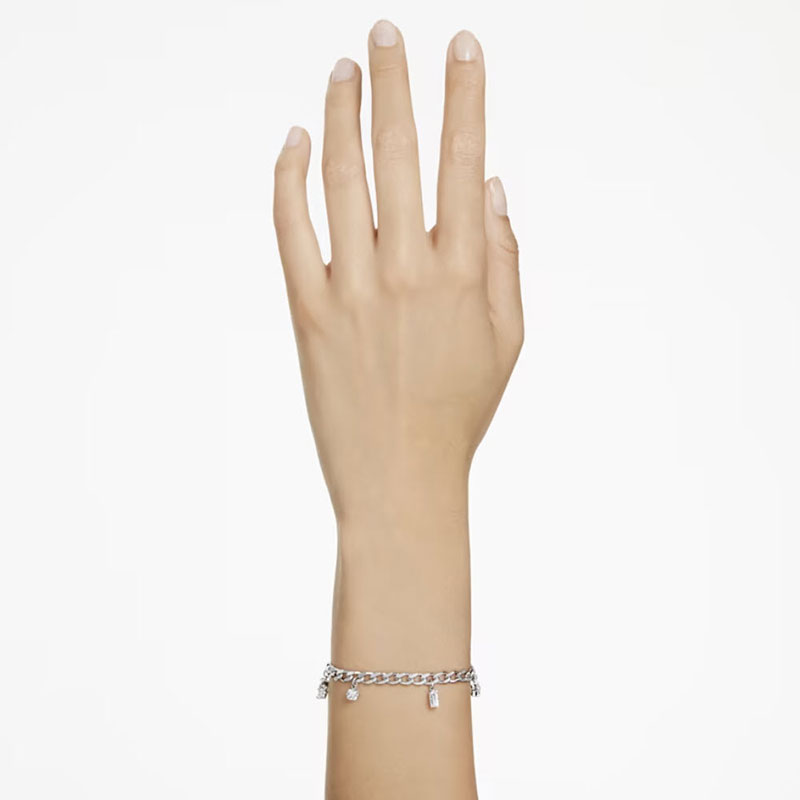 Swarovski Dextera Drop Mixed Cuts Bracelet, White and Rhodium Plated