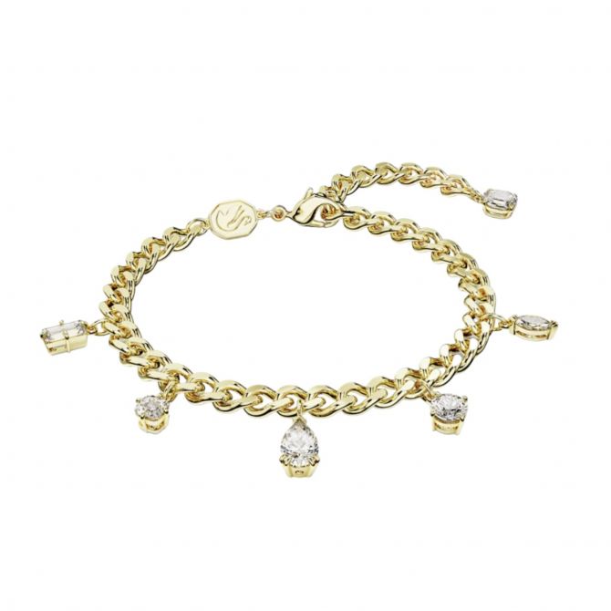 Swarovski Dextera Drop Mixed Cuts Bracelet, White and Gold Tone Plated