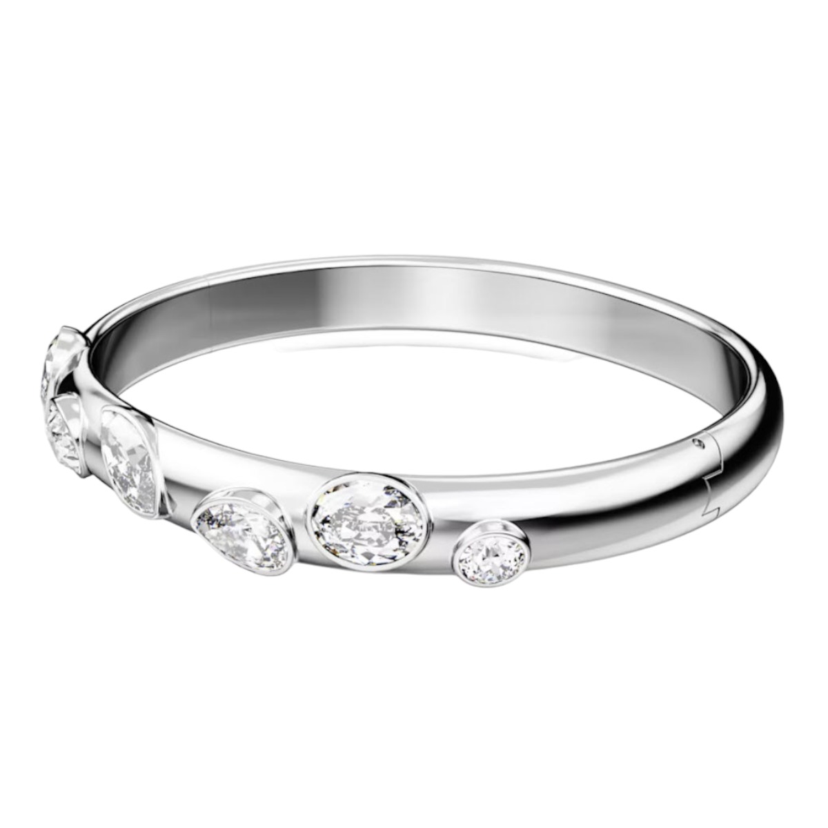 Swarovski Dextera Mixed Cuts White and Rhodium Plated Bangle, Medium