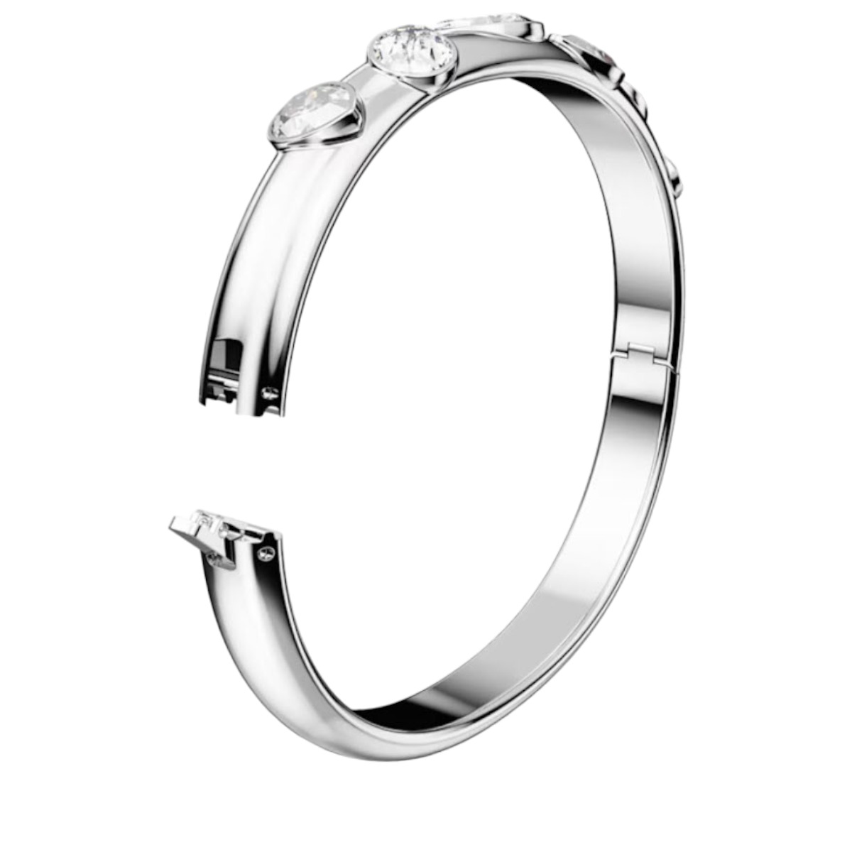 Swarovski Dextera Mixed Cuts White and Rhodium Plated Bangle, Medium