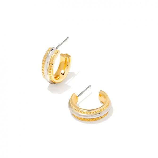 Kendra Scott Yellow and Silver Tone Merritt Huggie Earrings