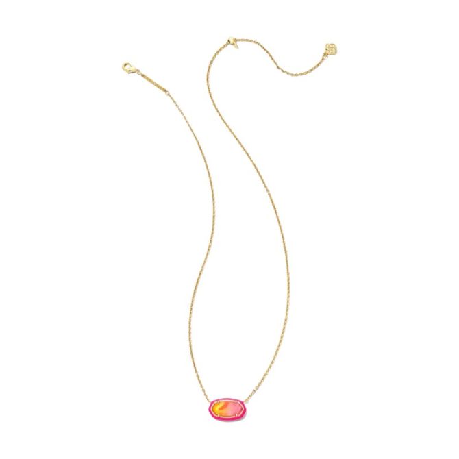 Kendra Scott Elisa Yellow Gold Plated Enamel Framed Short Pendant Necklace in Sunset Ombre