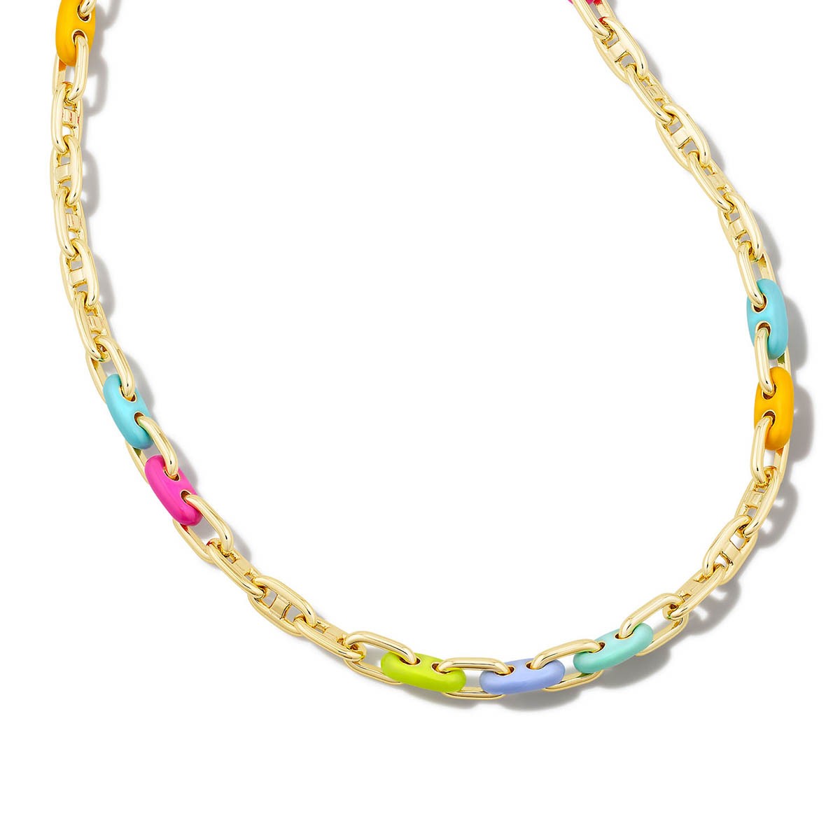 Kendra Scott Bailey Yellow Gold Plate Chain Necklace in Rainbow Multi Mix, 9608850955