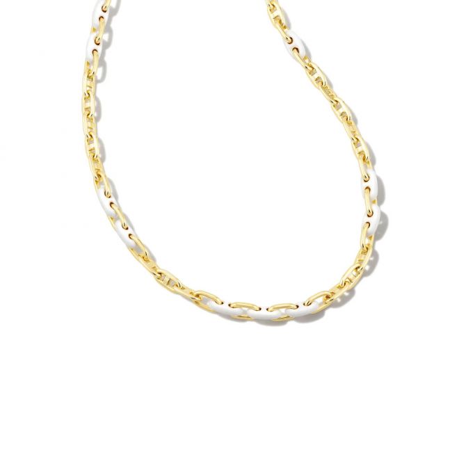 Ashton Gold Half Chain Necklace in White Pearl