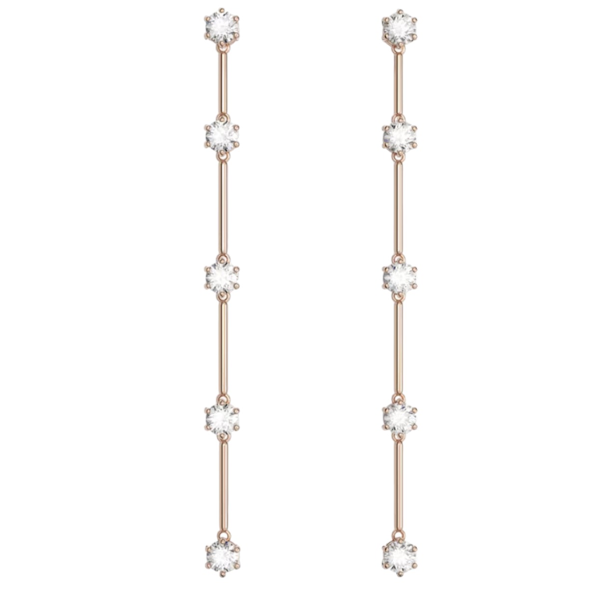 Swarovski Constella Round Cut Drop Earrings, White and Rose Gold Tone Plated