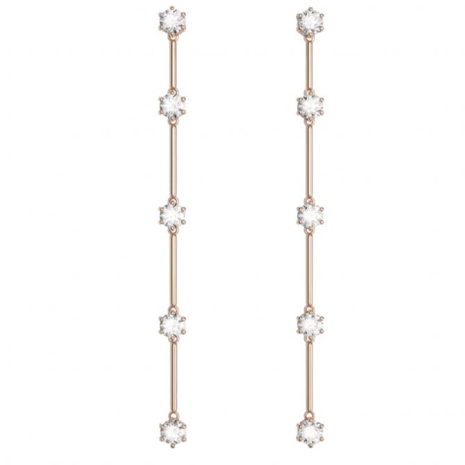 Swarovski Constella Round Cut Drop Earrings, White and Rose Gold Tone Plated