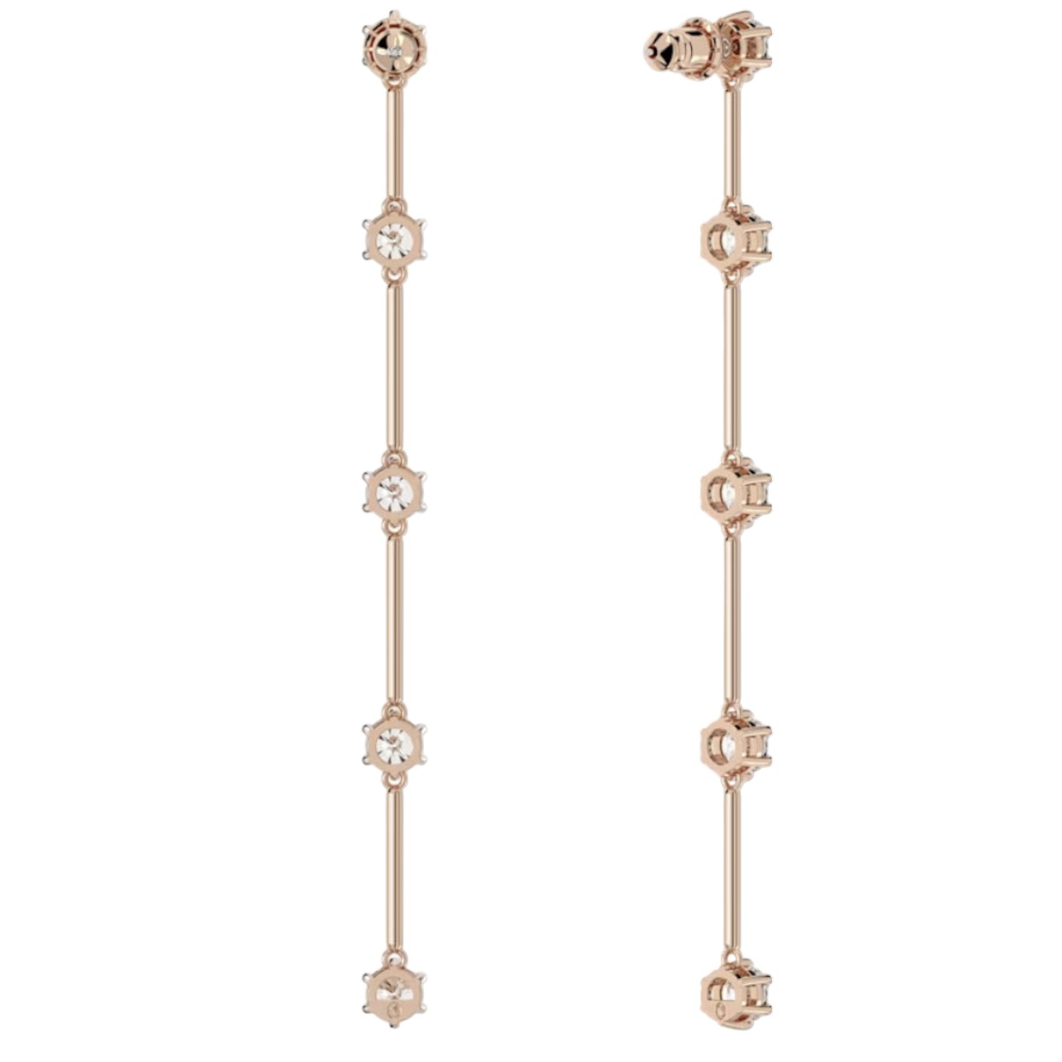 Swarovski Constella Round Cut Drop Earrings, White and Rose Gold Tone Plated