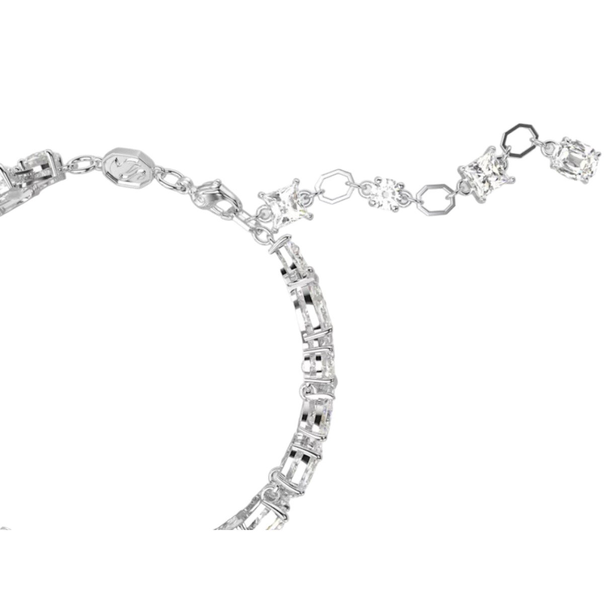 Swarovski Mesmera Two Row Mixed Cuts Bracelet, White and Rhodium plated