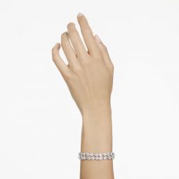 Swarovski Matrix Heart Bracelet, White and Rhodium Plated