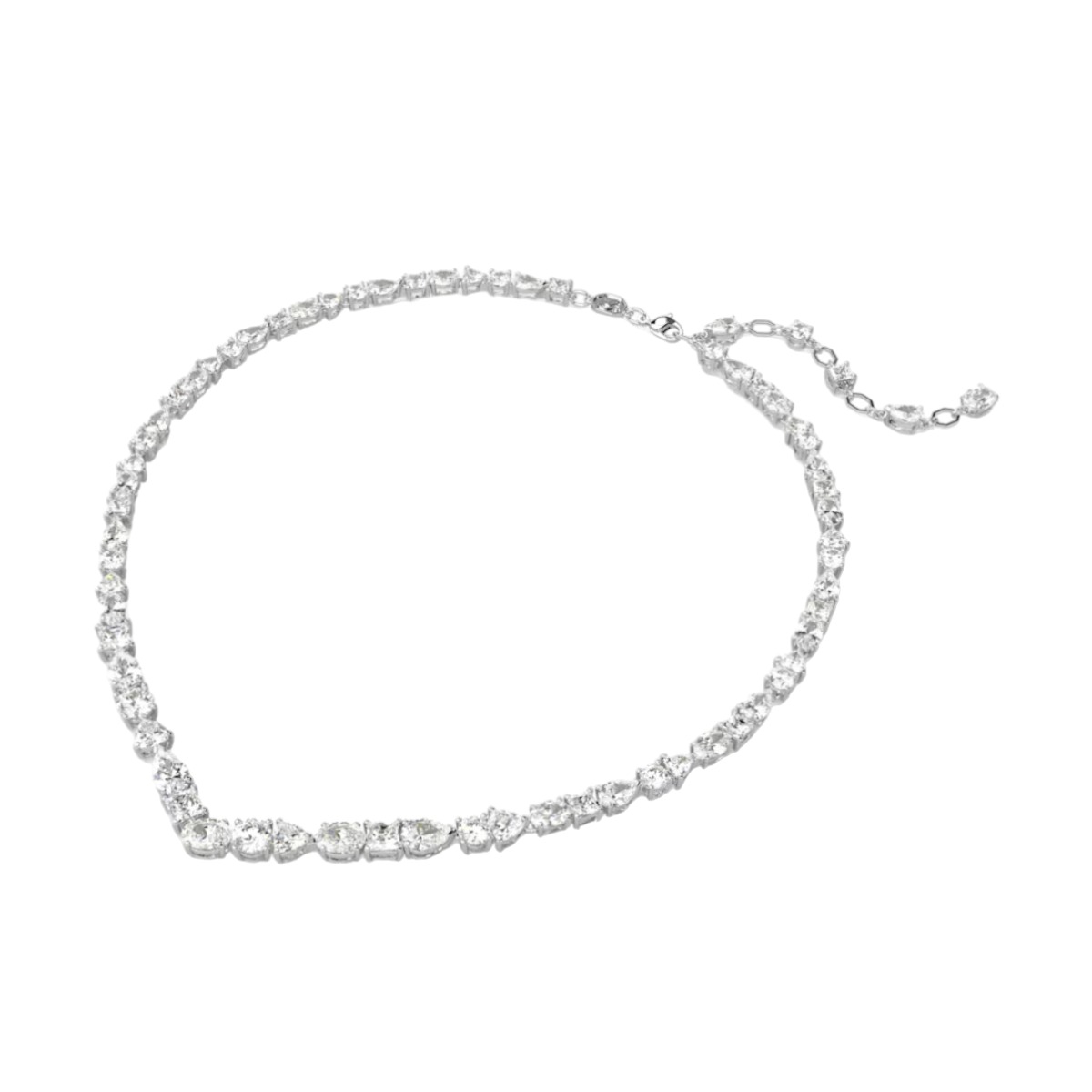 Swarovski Mesmera Mixed Cuts Necklace, White and Rhodium Plated