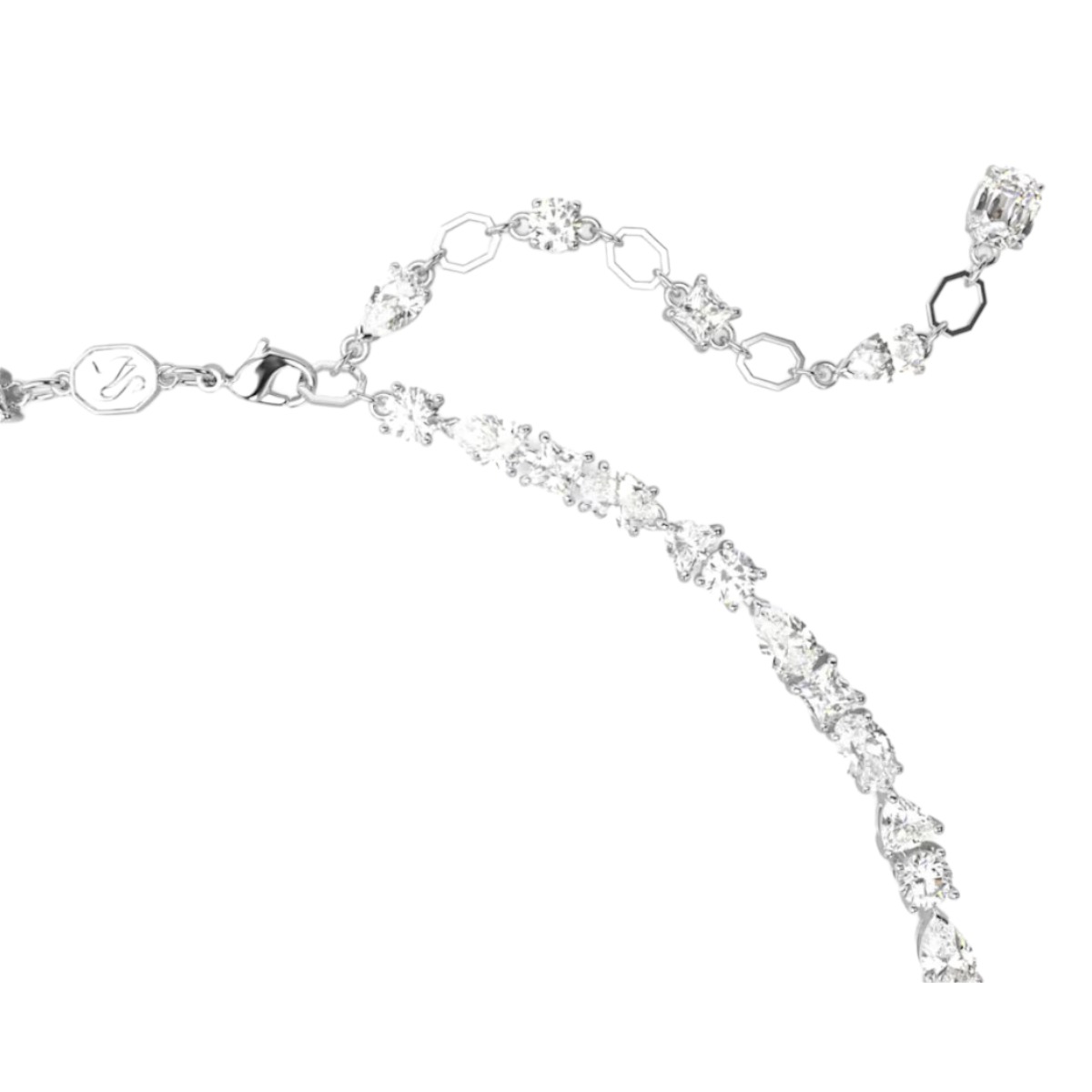 Swarovski Mesmera Mixed Cuts Necklace, White and Rhodium Plated