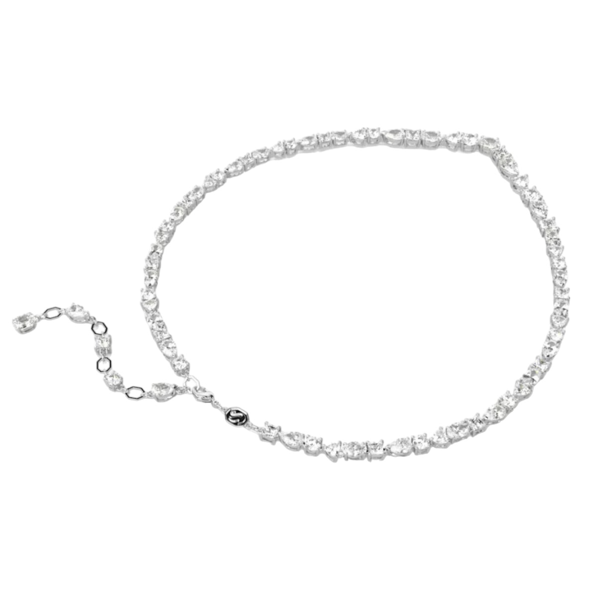 Swarovski Mesmera Mixed Cuts Necklace, White and Rhodium Plated