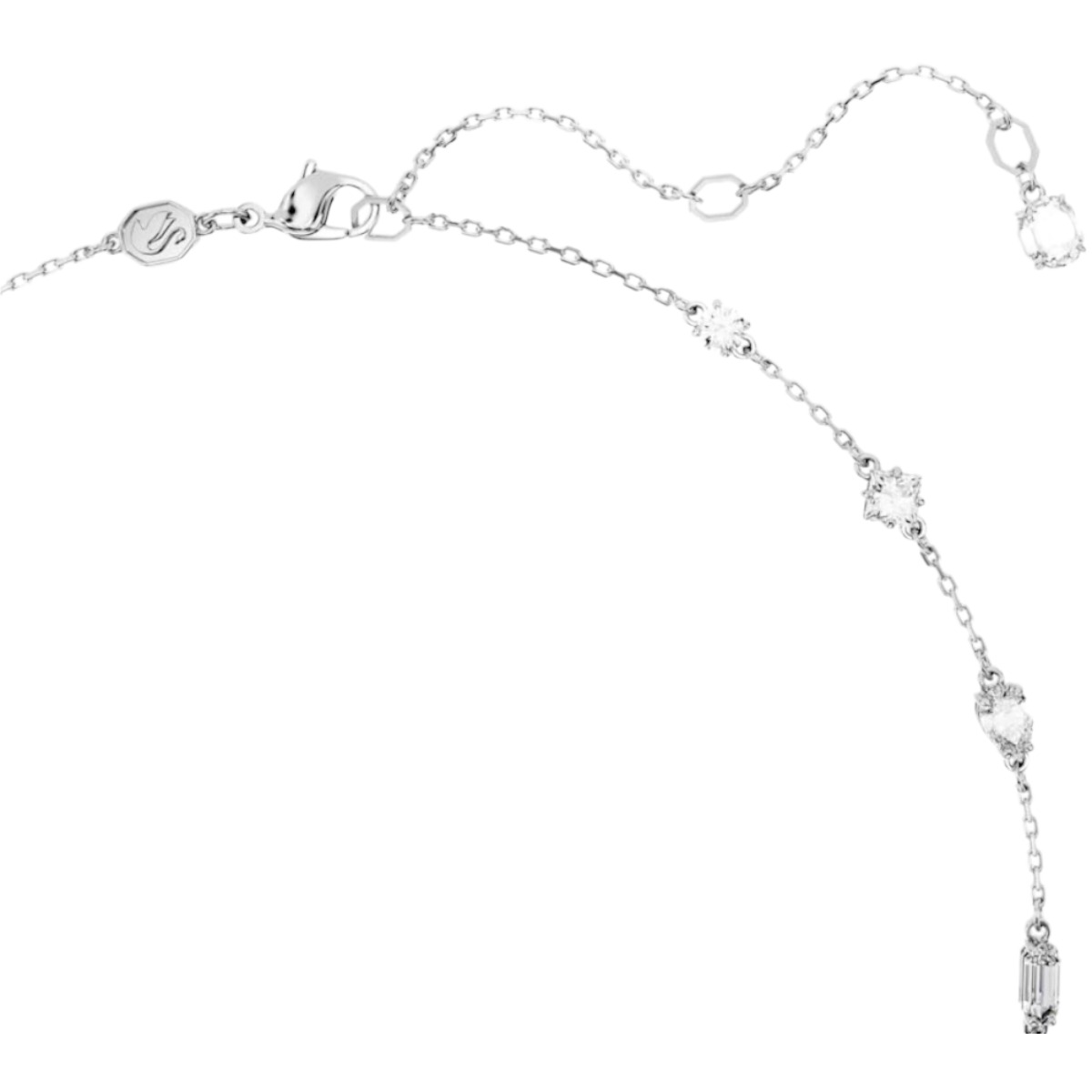 Swarovski Mesmera Scattered Mixed Cuts Necklace, White and Rhodium Plated