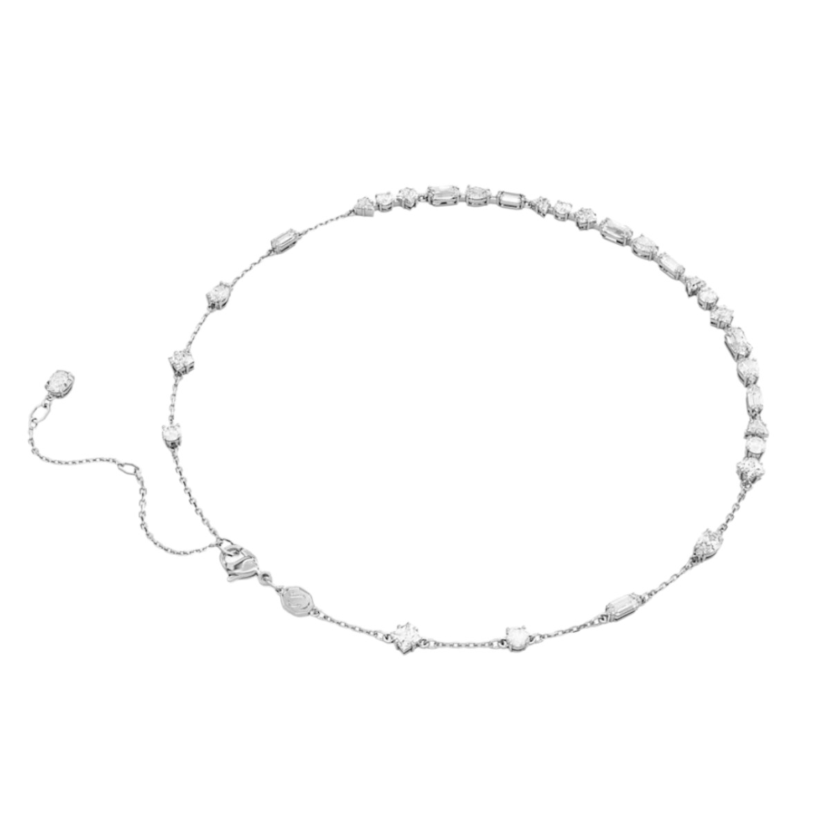 Swarovski Mesmera Scattered Mixed Cuts Necklace, White and Rhodium Plated