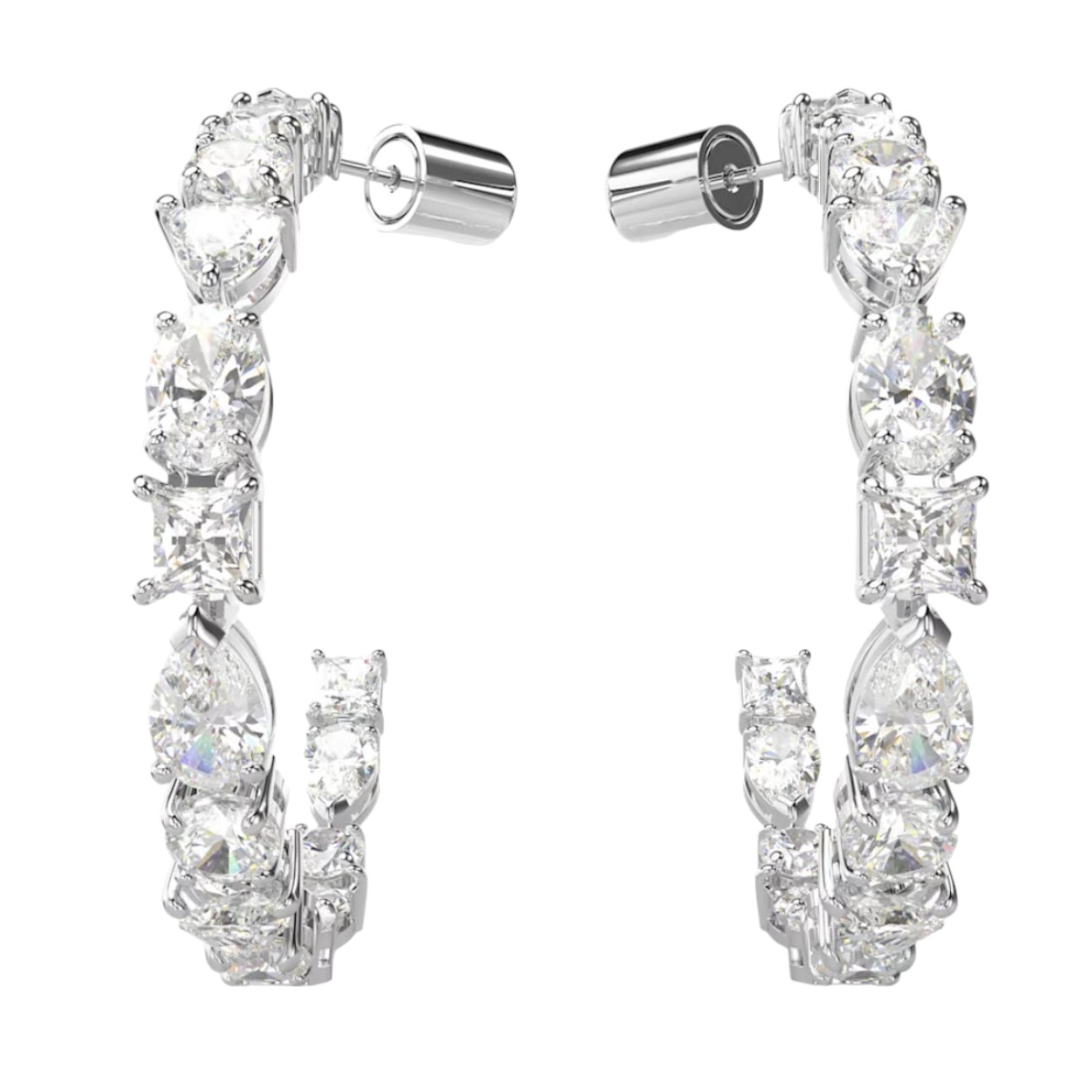Swarovski Mesmera Mixed Cuts Hoop Earrings, White and