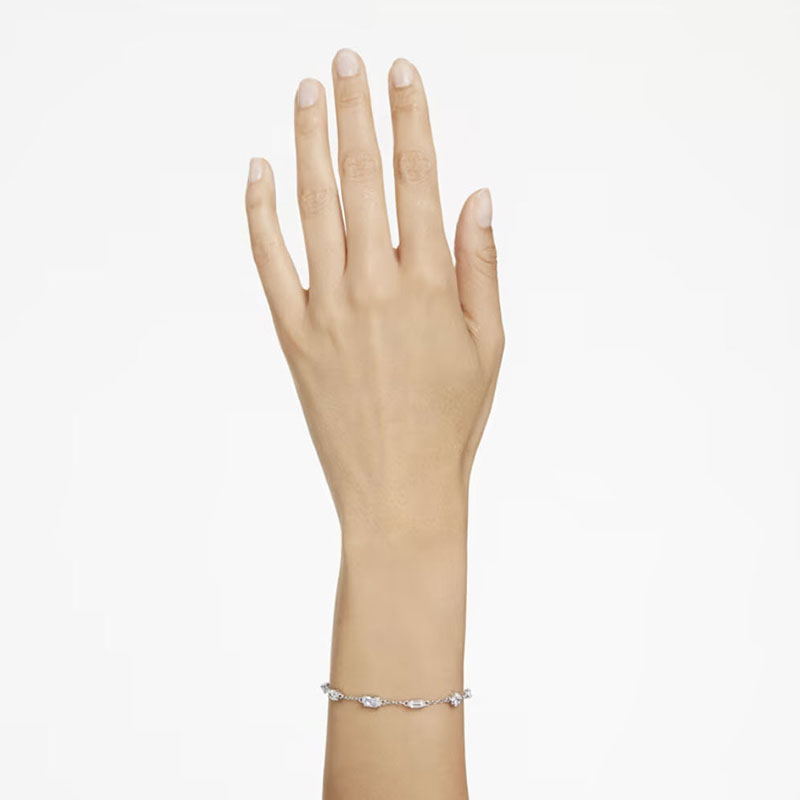 Swarovski Mesmera Scattered Mixed Cuts Bracelet, White and Rhodium Plated