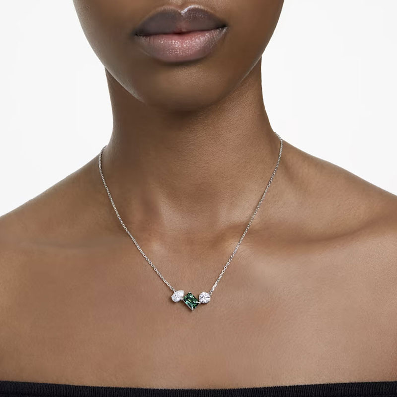 Swarovski Mesmera Mixed Cuts Pendant, Green and Rhodium Plated