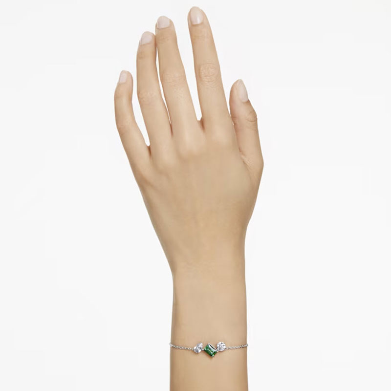 Swarovski Mesmera Mixed Cuts Bracelet, Green and Rhodium Plated