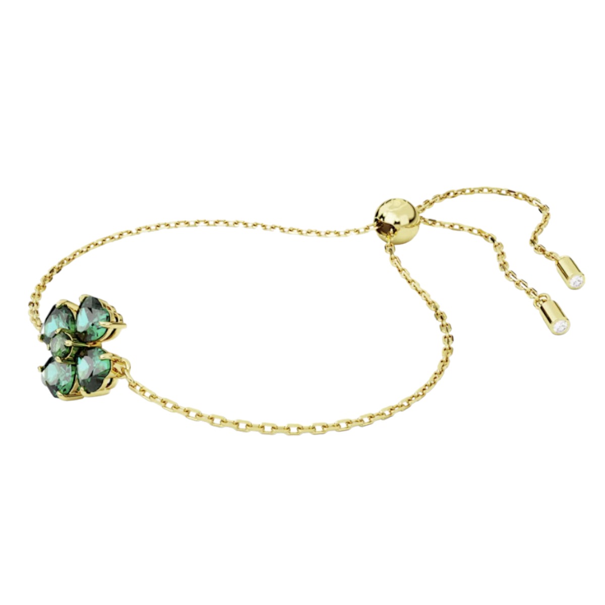 Swarovski Idyllia Mixed Cuts Clover Bracelet, Green and Gold Tone Plated