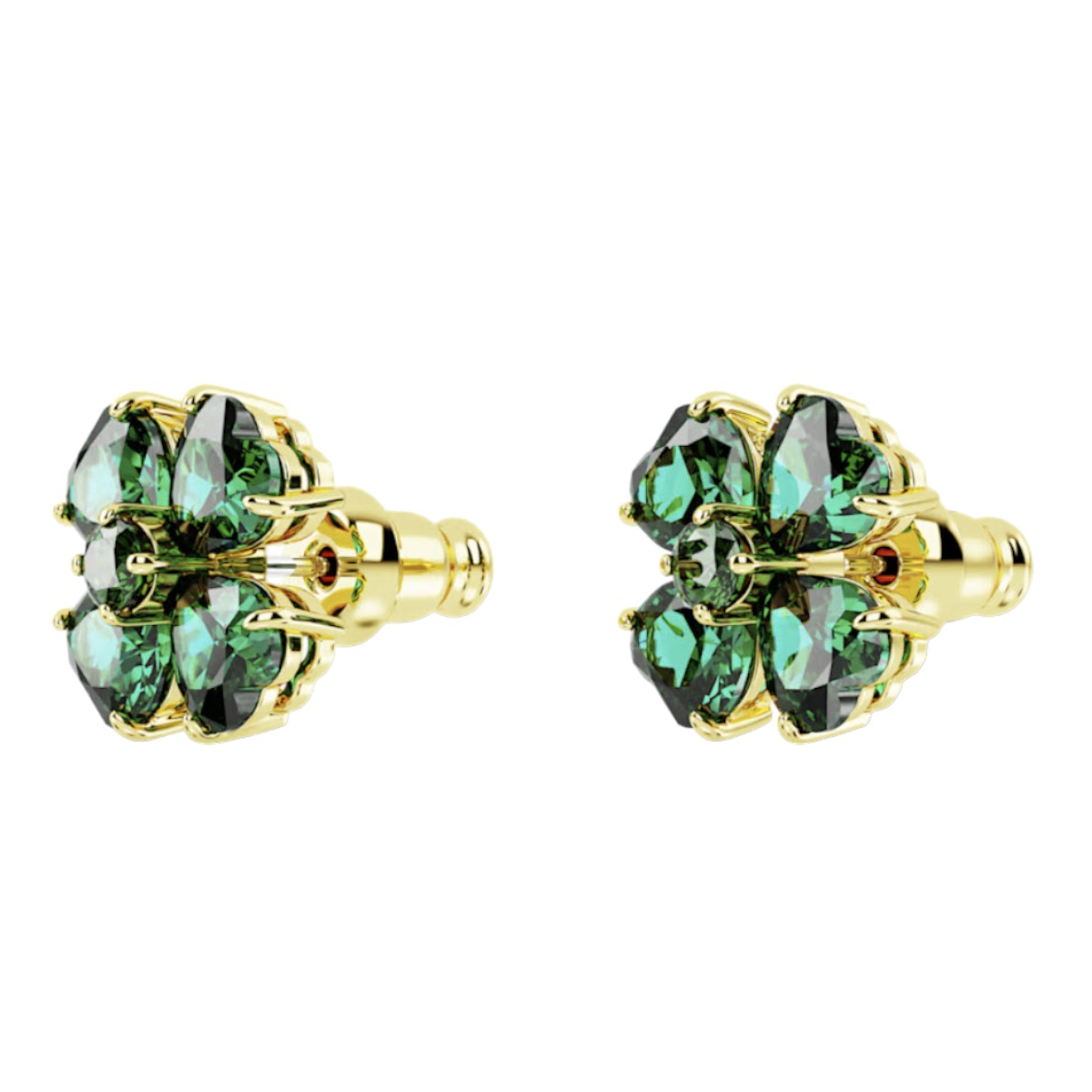 Swarovski Idyllia Clover Stud Earrings, Green and Gold Tone Plated