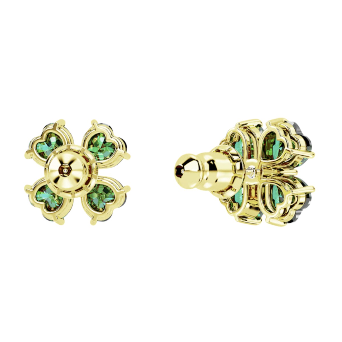 Swarovski Idyllia Clover Stud Earrings, Green and Gold Tone Plated