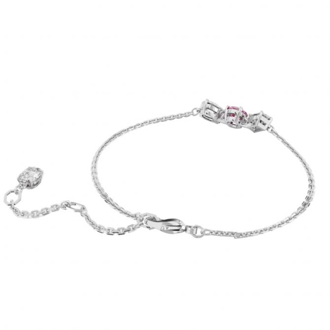 【美品】SWAROVSKI Rosette pink Braceletクリスタル Matrix Tennis bracelet, Round cut, Pink, Rhodium plated