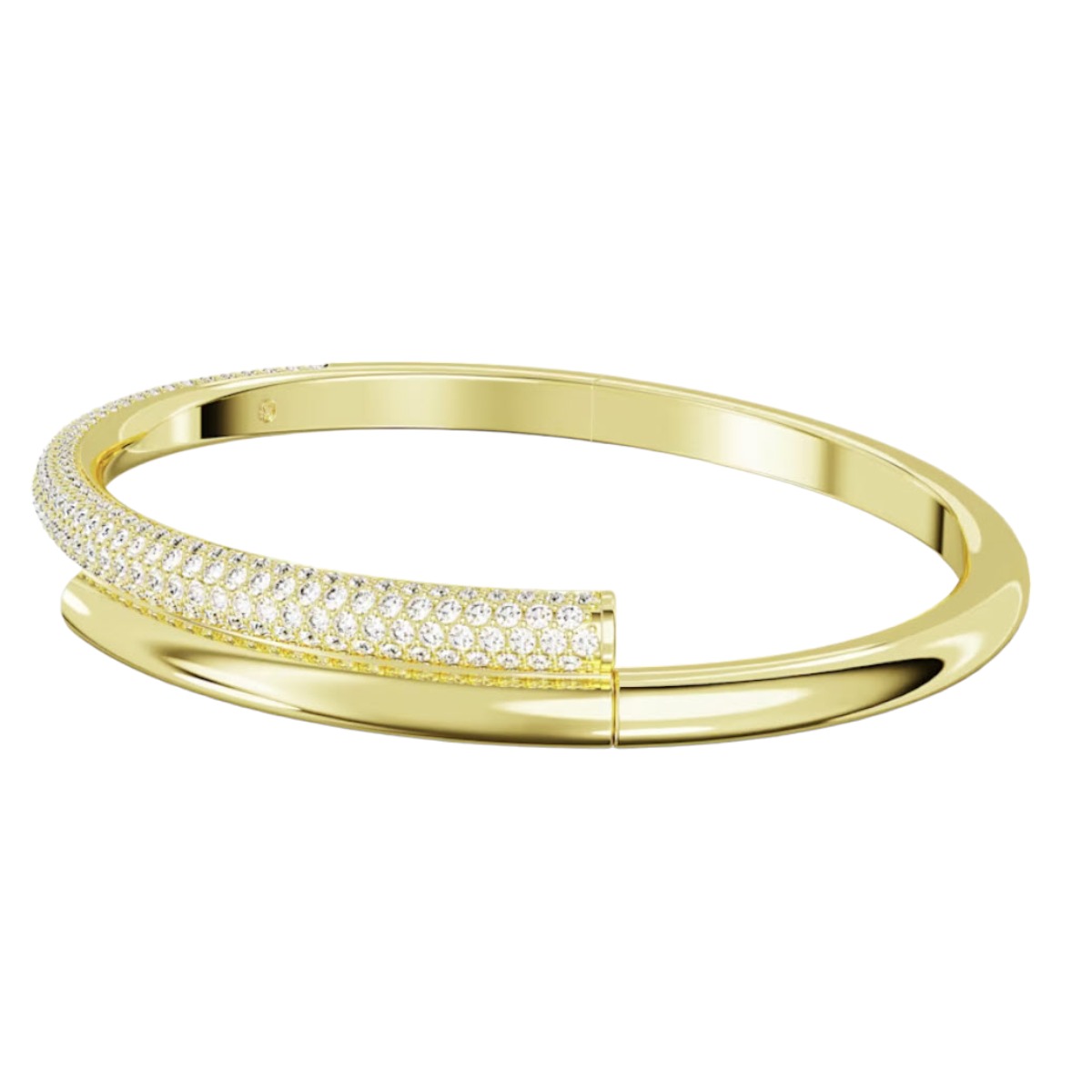 Swarovski Dextera Magnetic Closure White and Gold Tone Plated Bangle, Medium