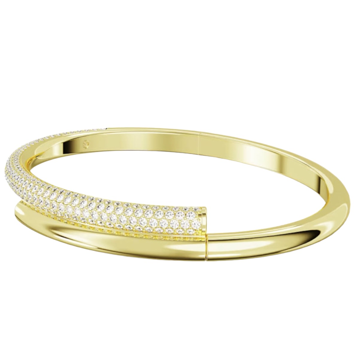 Swarovski Dextera Magnetic Closure White and Gold Tone Plated Bangle, Large