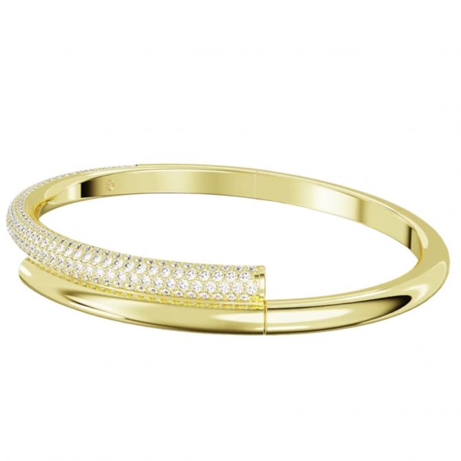 【予約販売】本 White Closure Magnetic Dextera Swarovski and Large Bangle, Plated Tone Gold スキー