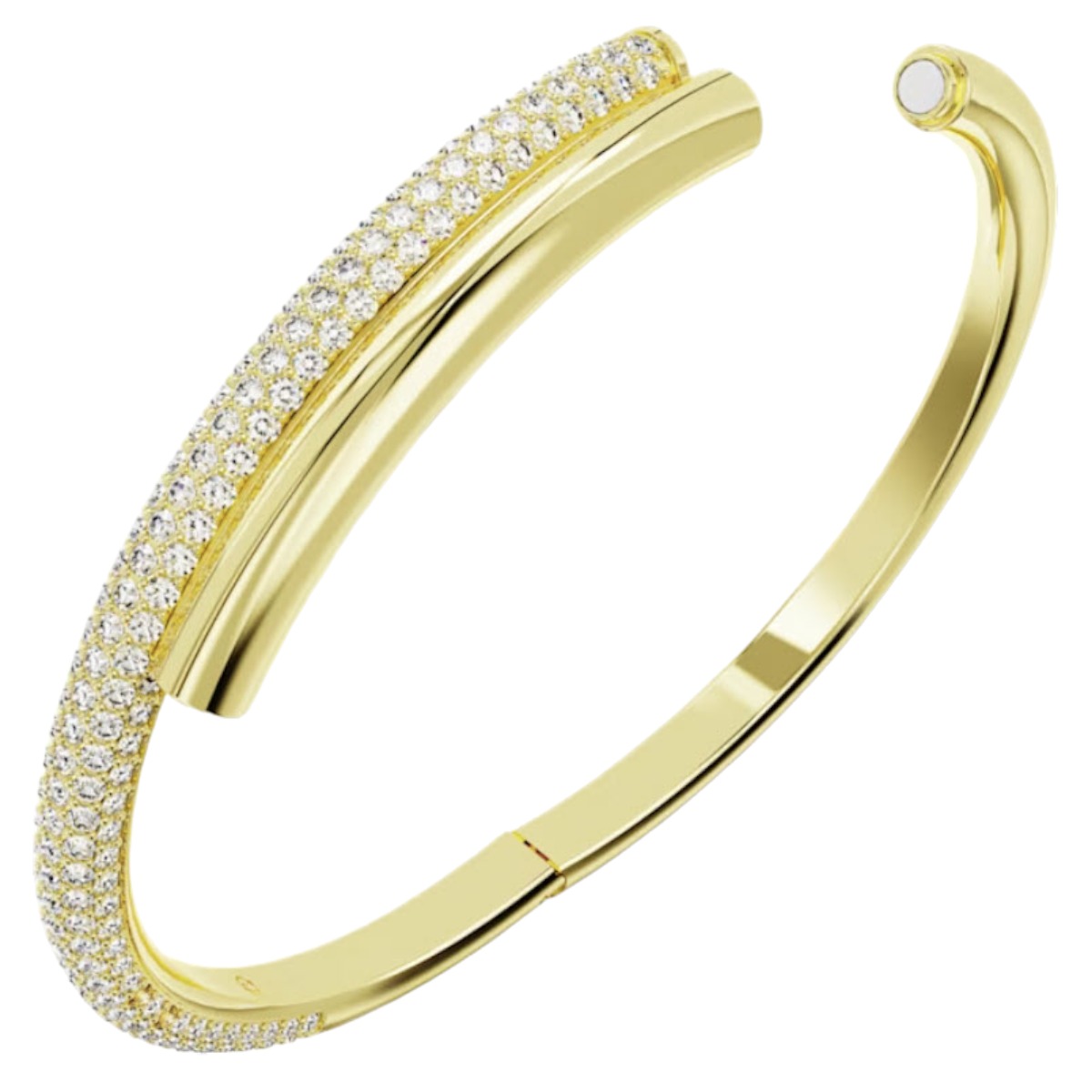 Swarovski Dextera Magnetic Closure White and Gold Tone Plated Bangle, Large