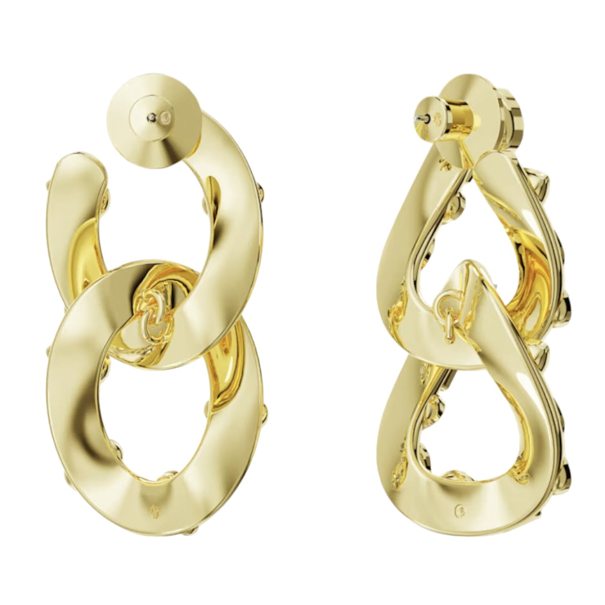 Swarovski Dextera Mixed Cuts Interlocking Loop Hoop Earrings, White and Gold Tone Plated