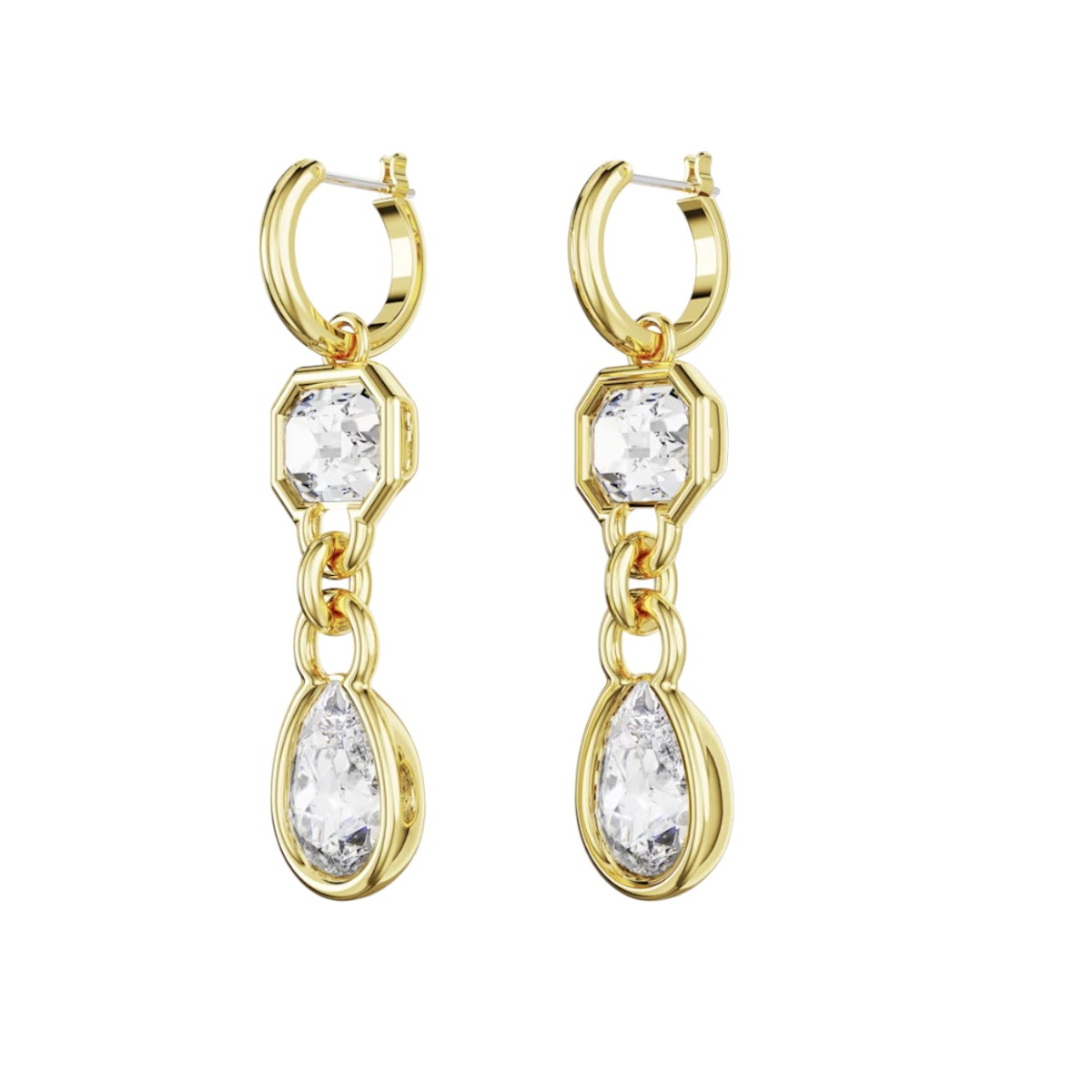 Swarovski Dextera Mixed Cuts Drop Earrings, White and Gold Tone Plated