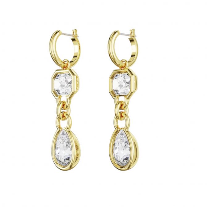 Swarovski Dextera Mixed Cuts Drop Earrings, White and Gold