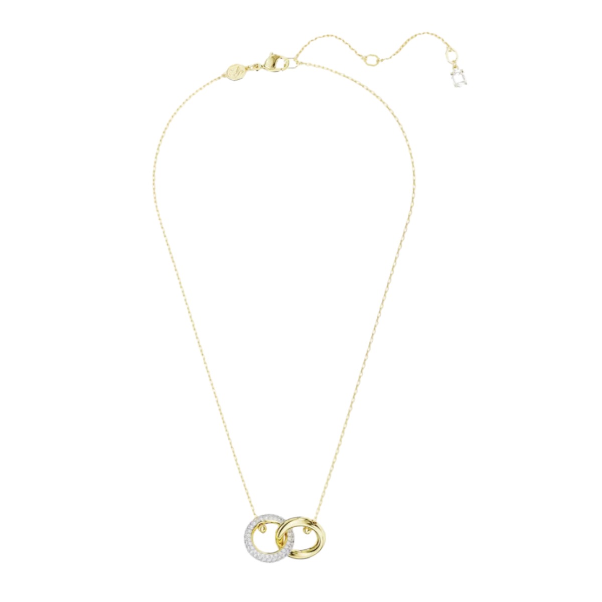 Swarovski Dextera Interlocking Loop Pendant, White and Gold Tone Plated