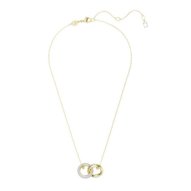 y❤︎ Swarovski Dextera Interlocking Loop Pendant, White and Gold