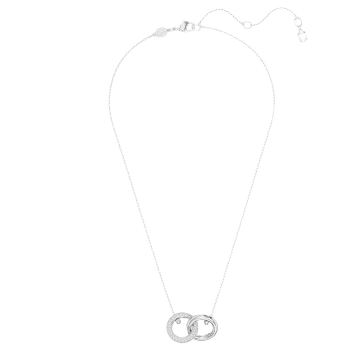 Swarovski Dextera Interlocking Loop Pendant, White and Rhodium Plated